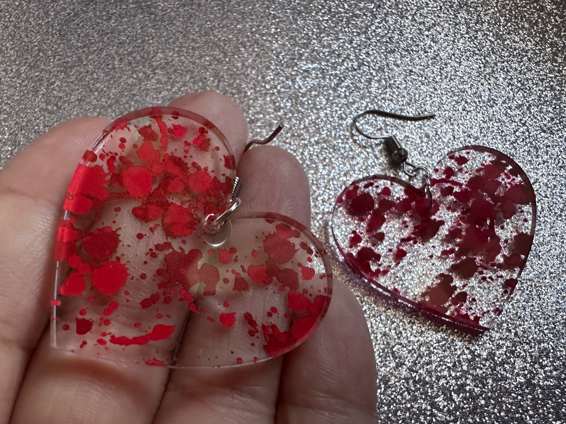 Blood Splatter Earrings: Laser Cut Acrylic Halloween Bloody Splashes, Halloween, Murder, Victim, Corpse, Crime, Best Gifts for Her/Him/Them