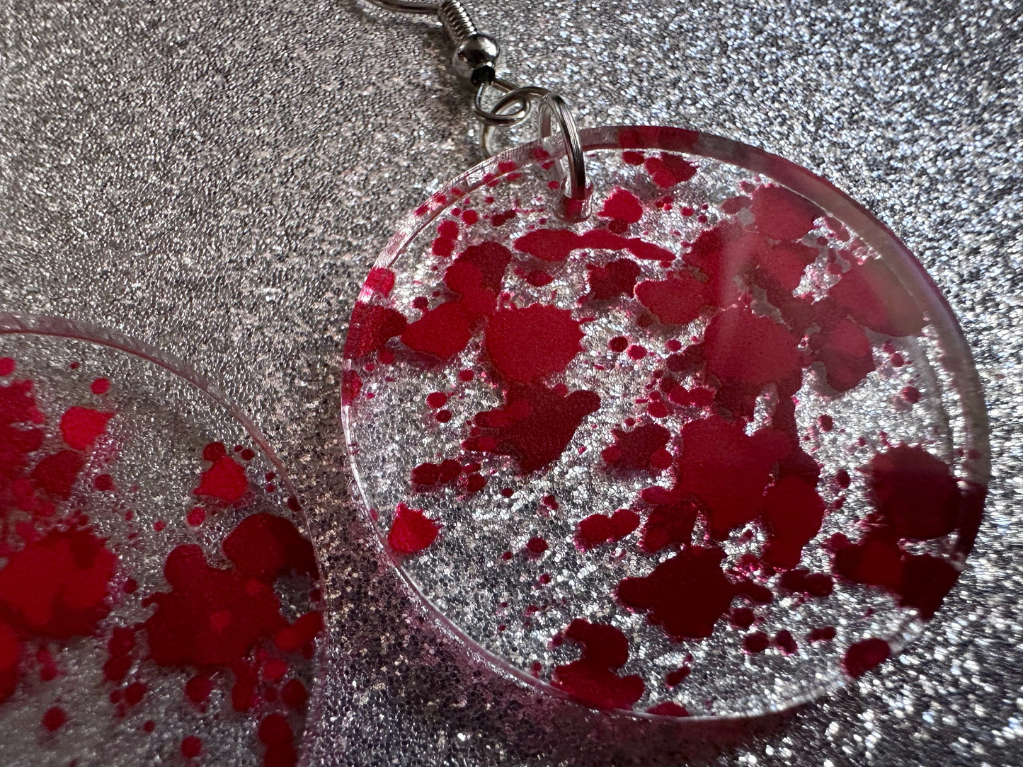 Blood Splatter Earrings: Laser Cut Acrylic Halloween Bloody Splashes, Halloween, Murder, Victim, Corpse, Crime, Best Gifts for Her/Him/Them