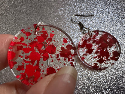 Blood Splatter Earrings: Laser Cut Acrylic Halloween Bloody Splashes, Halloween, Murder, Victim, Corpse, Crime, Best Gifts for Her/Him/Them