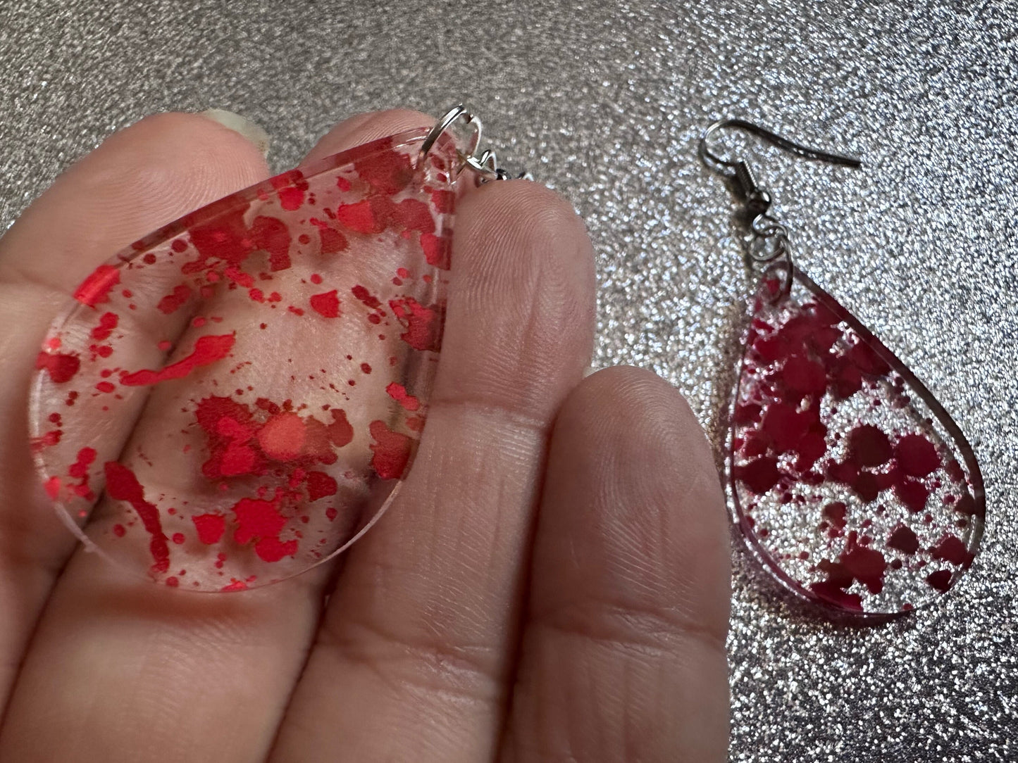 Blood Splatter Earrings: Laser Cut Acrylic Halloween Bloody Splashes, Halloween, Murder, Victim, Corpse, Crime, Best Gifts for Her/Him/Them