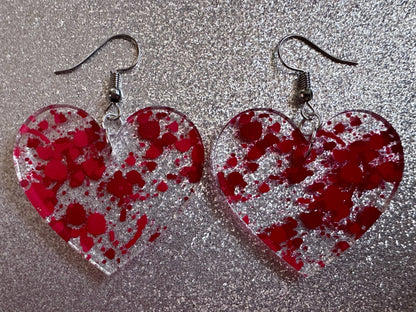Blood Splatter Earrings: Laser Cut Acrylic Halloween Bloody Splashes, Halloween, Murder, Victim, Corpse, Crime, Best Gifts for Her/Him/Them
