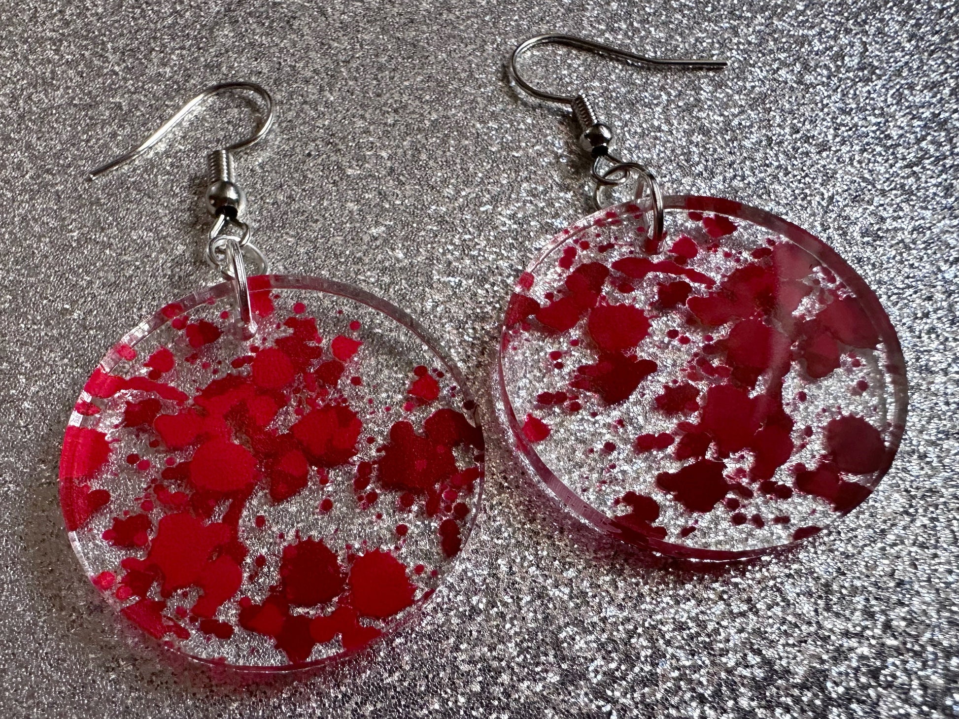 Blood Splatter Earrings: Laser Cut Acrylic Halloween Bloody Splashes, Halloween, Murder, Victim, Corpse, Crime, Best Gifts for Her/Him/Them