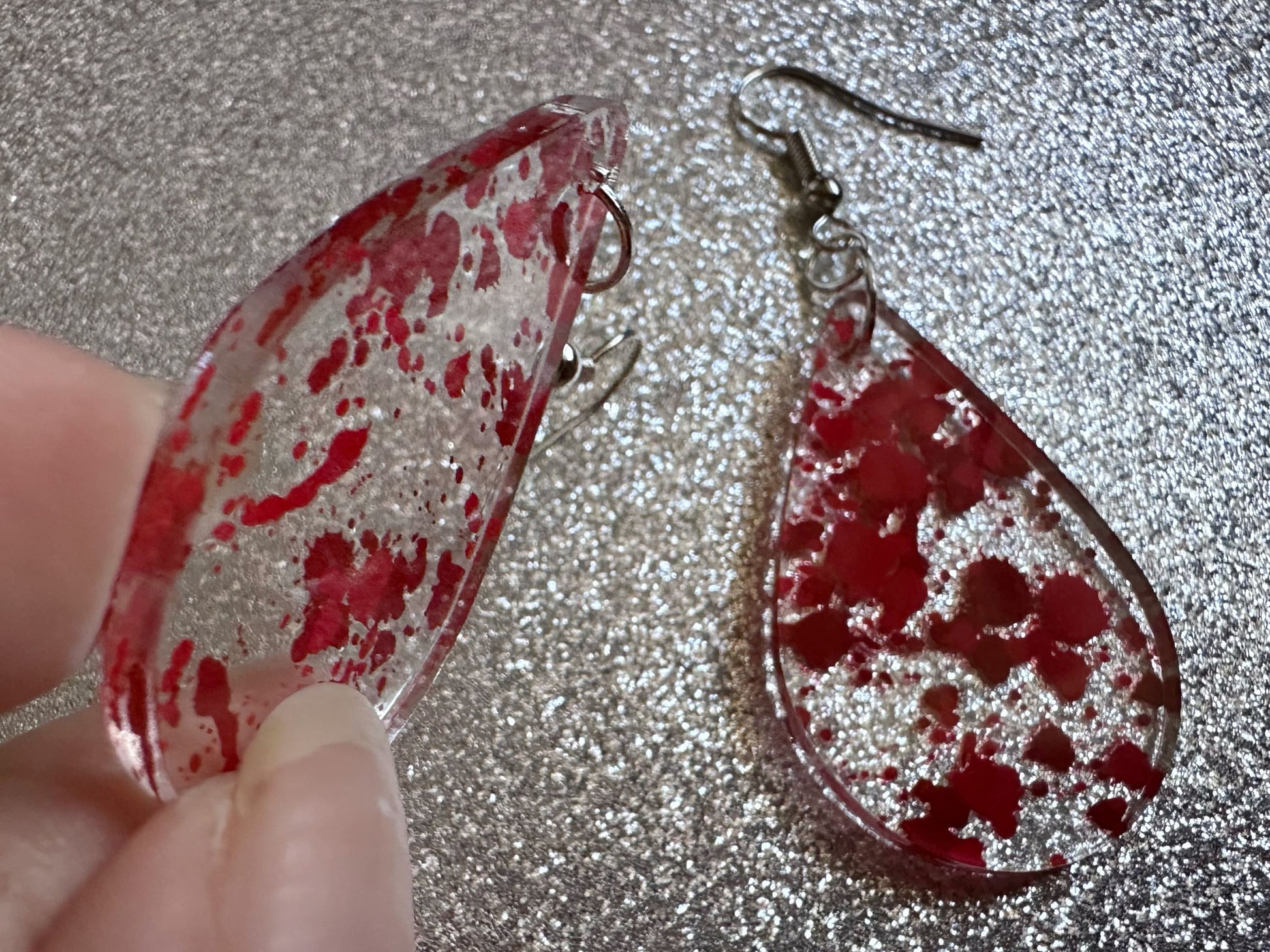 Blood Splatter Earrings: Laser Cut Acrylic Halloween Bloody Splashes, Halloween, Murder, Victim, Corpse, Crime, Best Gifts for Her/Him/Them