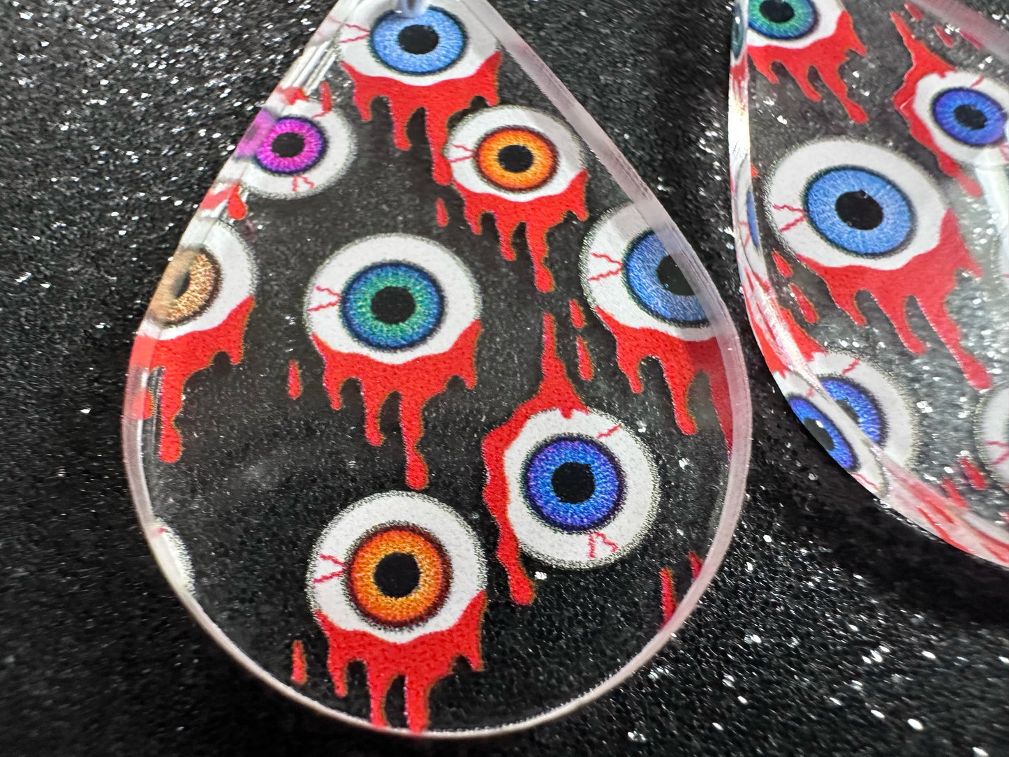 Bloody Eyeball Earrings: Laser Cut Acrylic Eyes, Bleeding Eyeballs, Horror, Scary, Anatomy, Halloween, Gag Gift, Best Gifts for Her/Him/Them