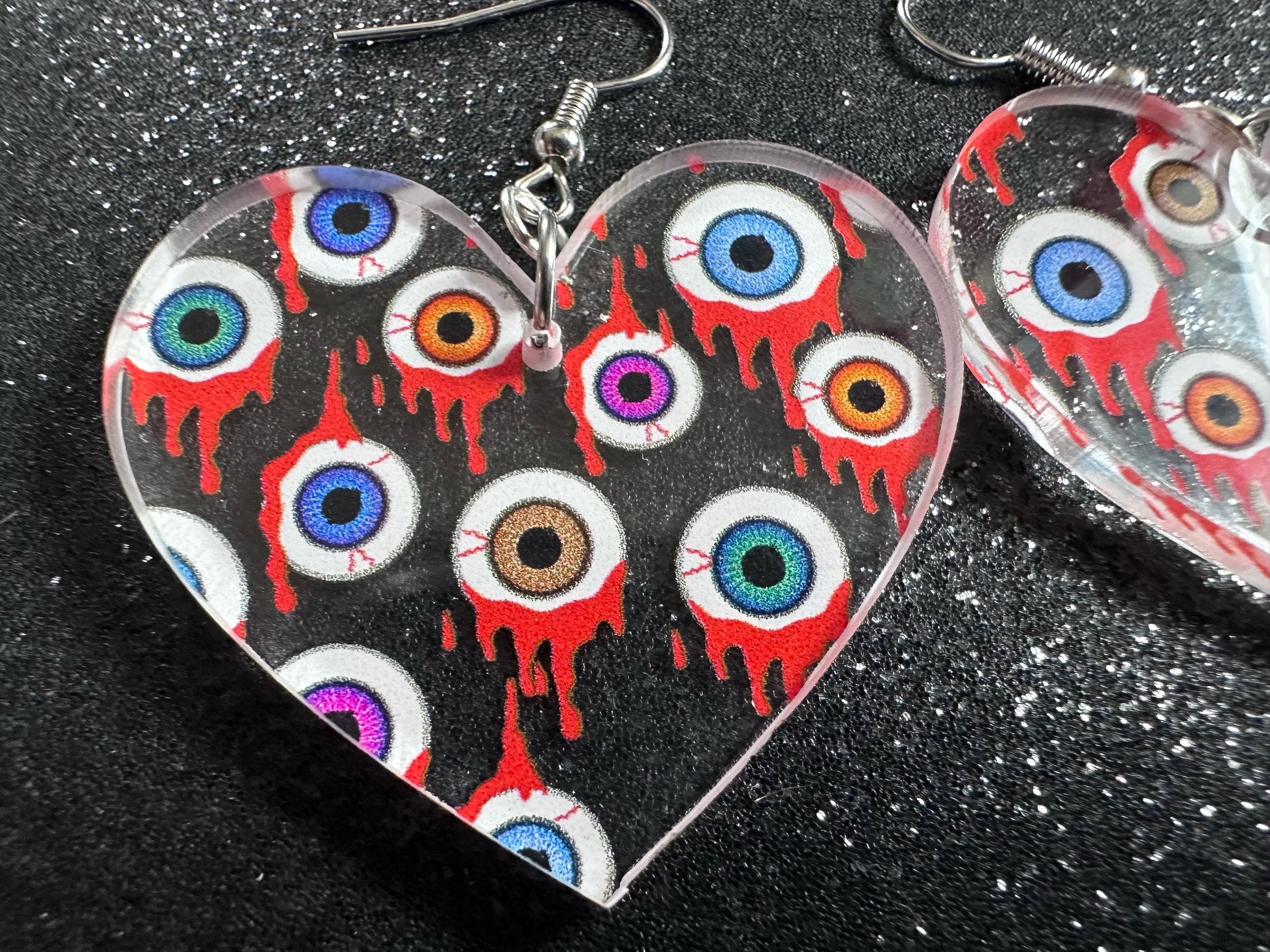 Bloody Eyeball Earrings: Laser Cut Acrylic Eyes, Bleeding Eyeballs, Horror, Scary, Anatomy, Halloween, Gag Gift, Best Gifts for Her/Him/Them