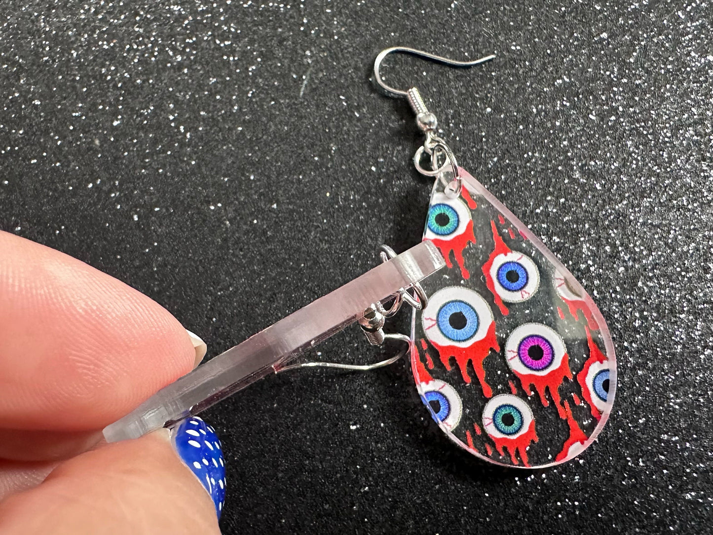 Bloody Eyeball Earrings: Laser Cut Acrylic Eyes, Bleeding Eyeballs, Horror, Scary, Anatomy, Halloween, Gag Gift, Best Gifts for Her/Him/Them