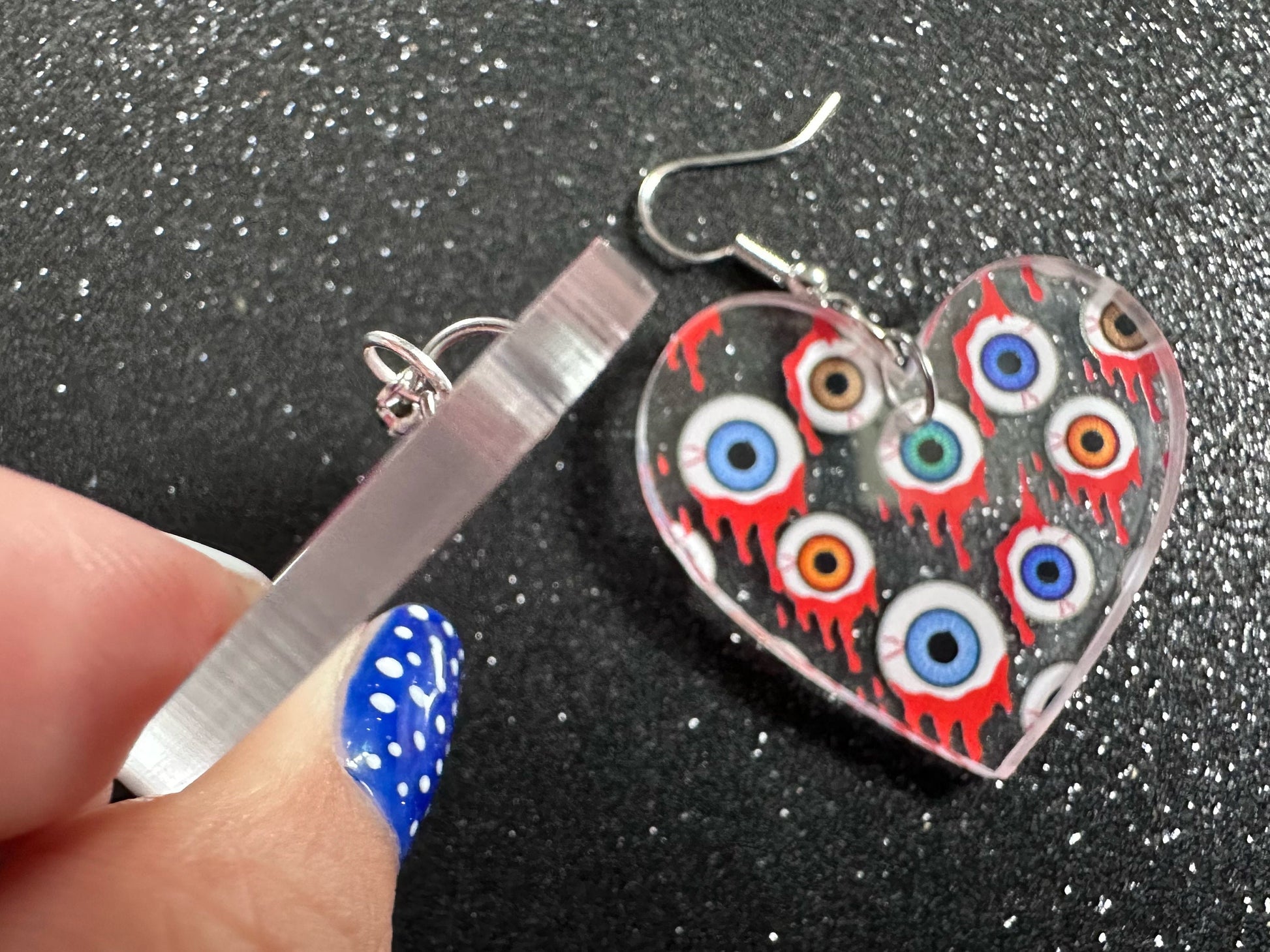 Bloody Eyeball Earrings: Laser Cut Acrylic Eyes, Bleeding Eyeballs, Horror, Scary, Anatomy, Halloween, Gag Gift, Best Gifts for Her/Him/Them