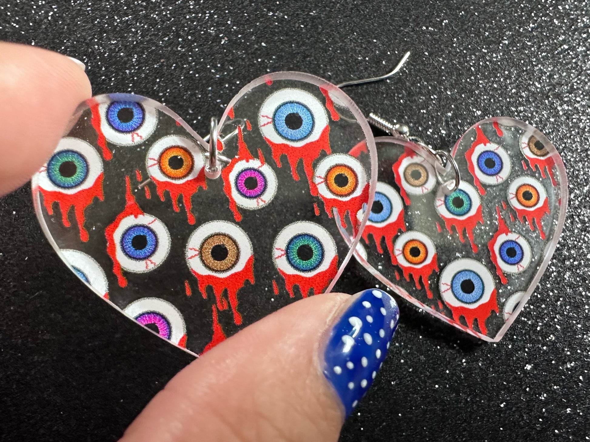 Bloody Eyeball Earrings: Laser Cut Acrylic Eyes, Bleeding Eyeballs, Horror, Scary, Anatomy, Halloween, Gag Gift, Best Gifts for Her/Him/Them