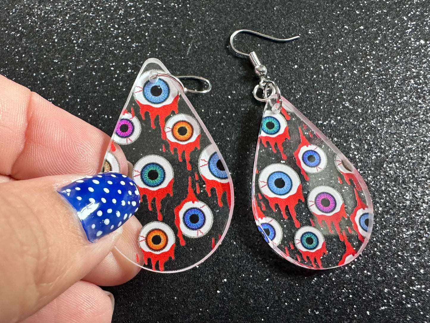 Bloody Eyeball Earrings: Laser Cut Acrylic Eyes, Bleeding Eyeballs, Horror, Scary, Anatomy, Halloween, Gag Gift, Best Gifts for Her/Him/Them