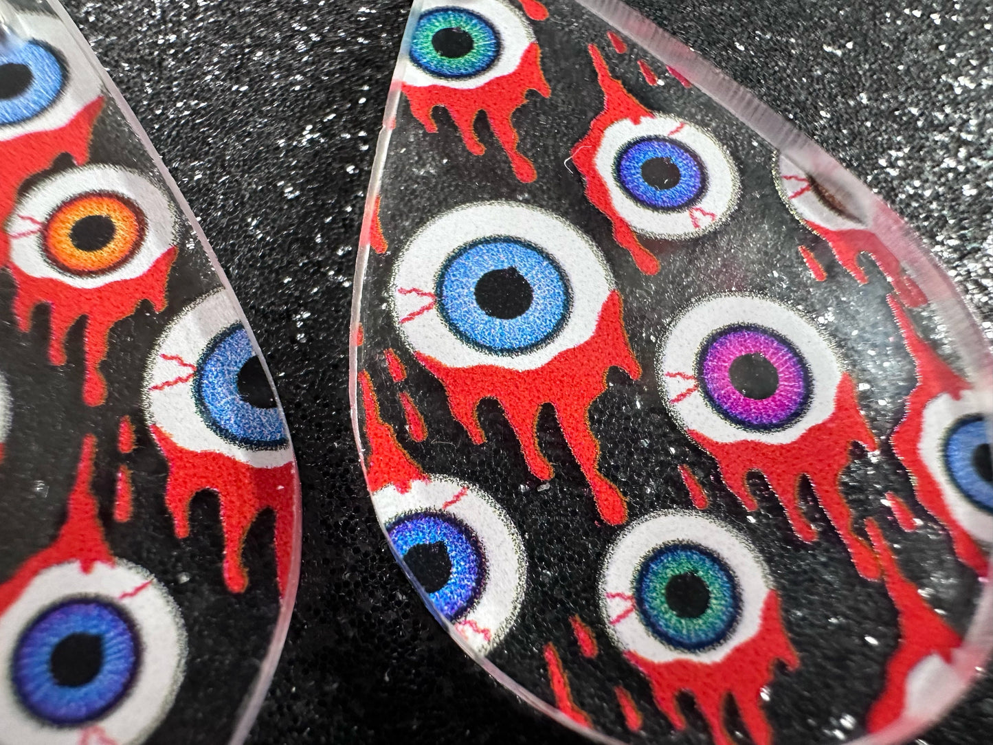 Bloody Eyeball Earrings: Laser Cut Acrylic Eyes, Bleeding Eyeballs, Horror, Scary, Anatomy, Halloween, Gag Gift, Best Gifts for Her/Him/Them