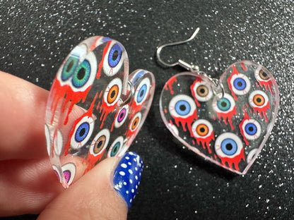 Bloody Eyeball Earrings: Laser Cut Acrylic Eyes, Bleeding Eyeballs, Horror, Scary, Anatomy, Halloween, Gag Gift, Best Gifts for Her/Him/Them