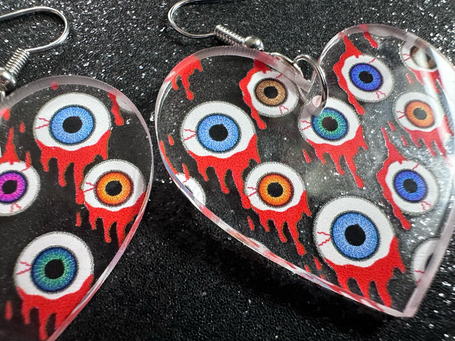 Bloody Eyeball Earrings: Laser Cut Acrylic Eyes, Bleeding Eyeballs, Horror, Scary, Anatomy, Halloween, Gag Gift, Best Gifts for Her/Him/Them