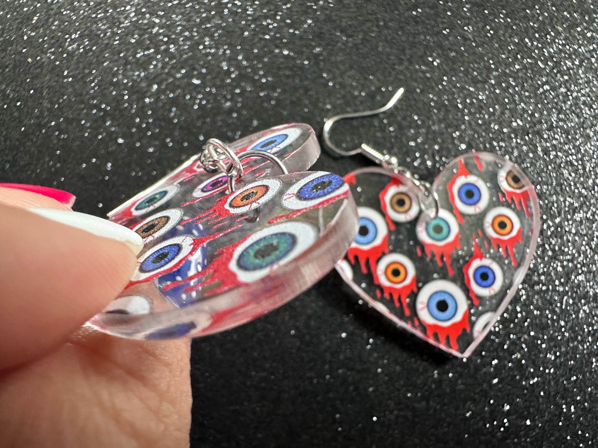 Bloody Eyeball Earrings: Laser Cut Acrylic Eyes, Bleeding Eyeballs, Horror, Scary, Anatomy, Halloween, Gag Gift, Best Gifts for Her/Him/Them