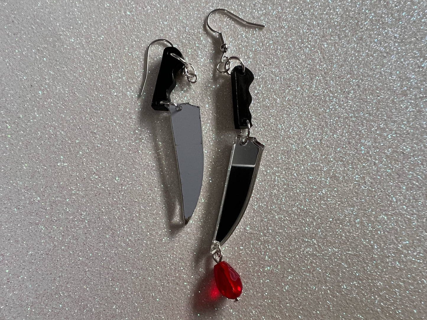 Bloody Knife Earrings: Halloween, Scary, Horror, Murder, Laser Cut Acrylic Knives Mirrored, Axe, Best Gifts for Her/Him/Them