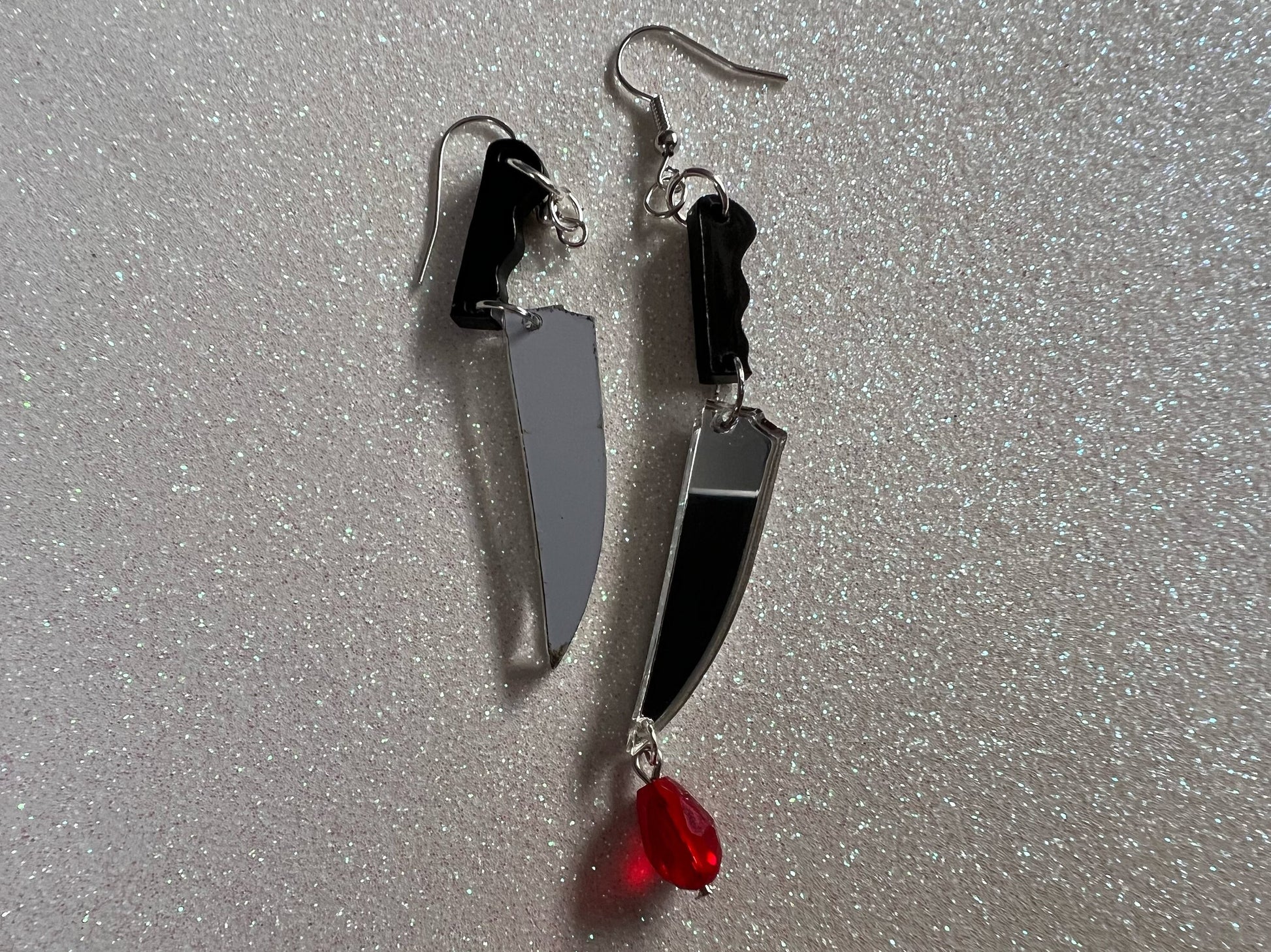 Bloody Knife Earrings: Halloween, Scary, Horror, Murder, Laser Cut Acrylic Knives Mirrored, Axe, Best Gifts for Her/Him/Them