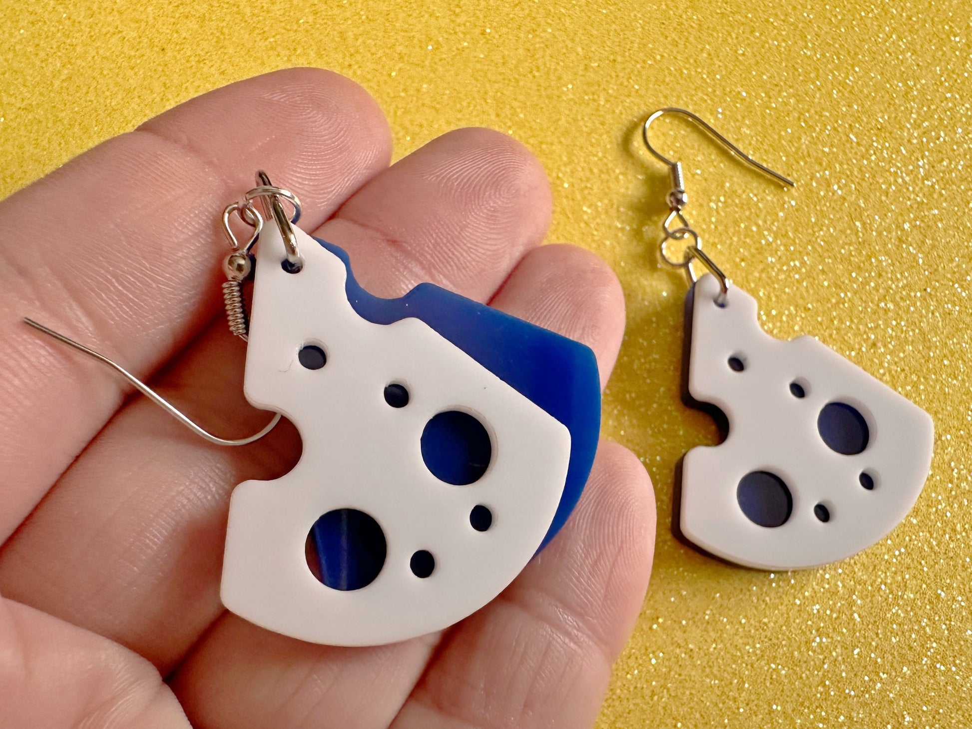 Blue Cheese Slice Earrings: Laser Cut Acrylic Cheese, Dairy, Cow, Swiss Cheese, Slices, Food Earrings, Best Gifts for Her/Him/Them