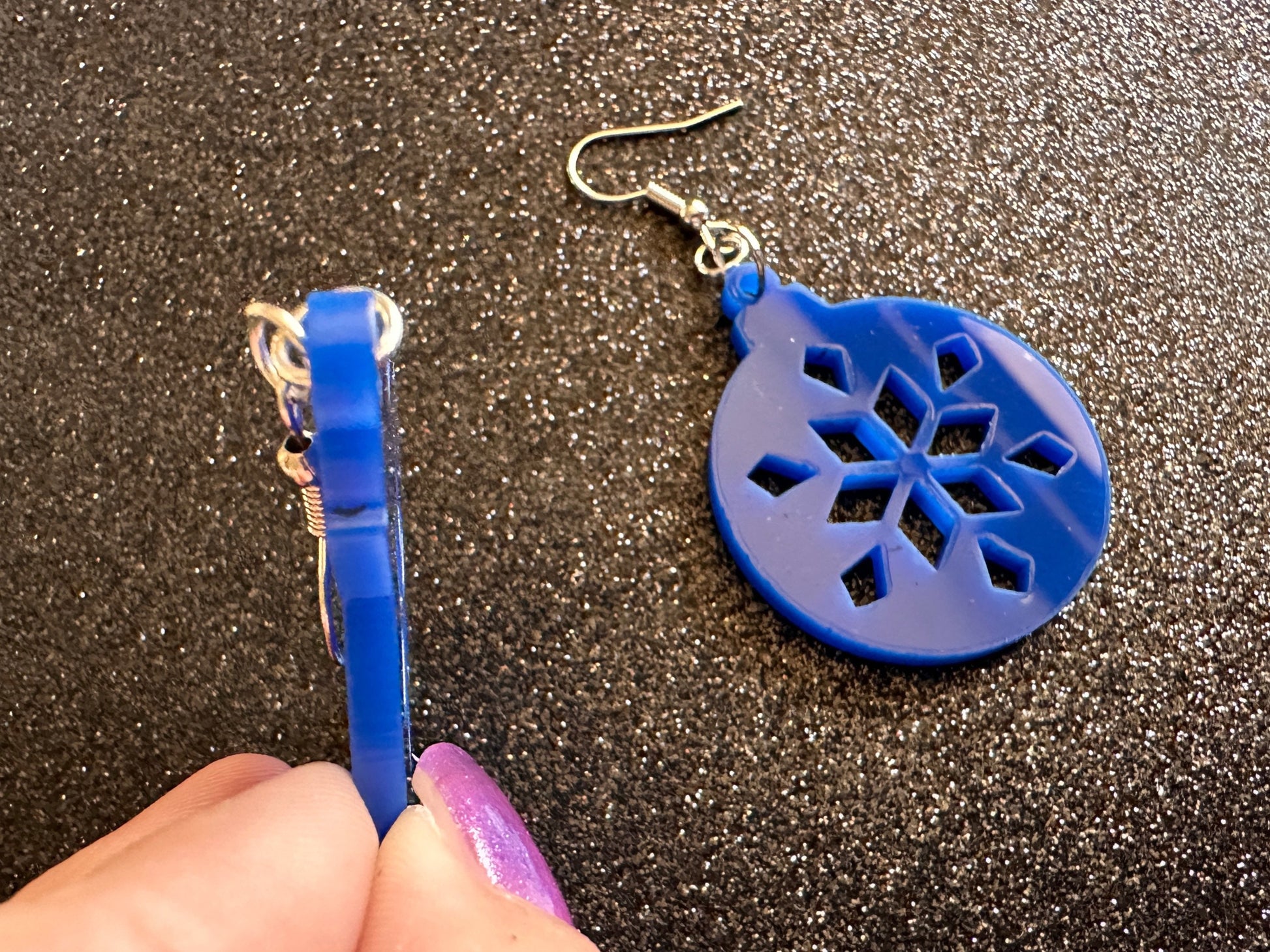 Blue Christmas Ornament Earrings: Laser Cut Acrylic Ornaments, Christmas Baubles, Festive, Holiday, Best Gifts for Her/Him/Them