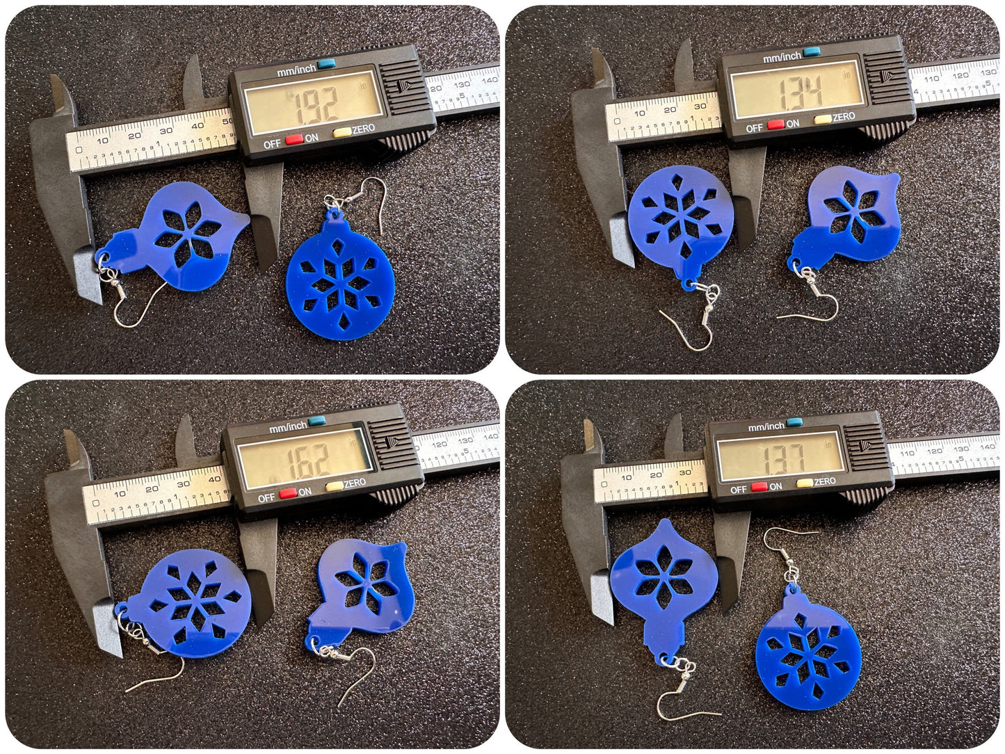 Blue Christmas Ornament Earrings: Laser Cut Acrylic Ornaments, Christmas Baubles, Festive, Holiday, Best Gifts for Her/Him/Them