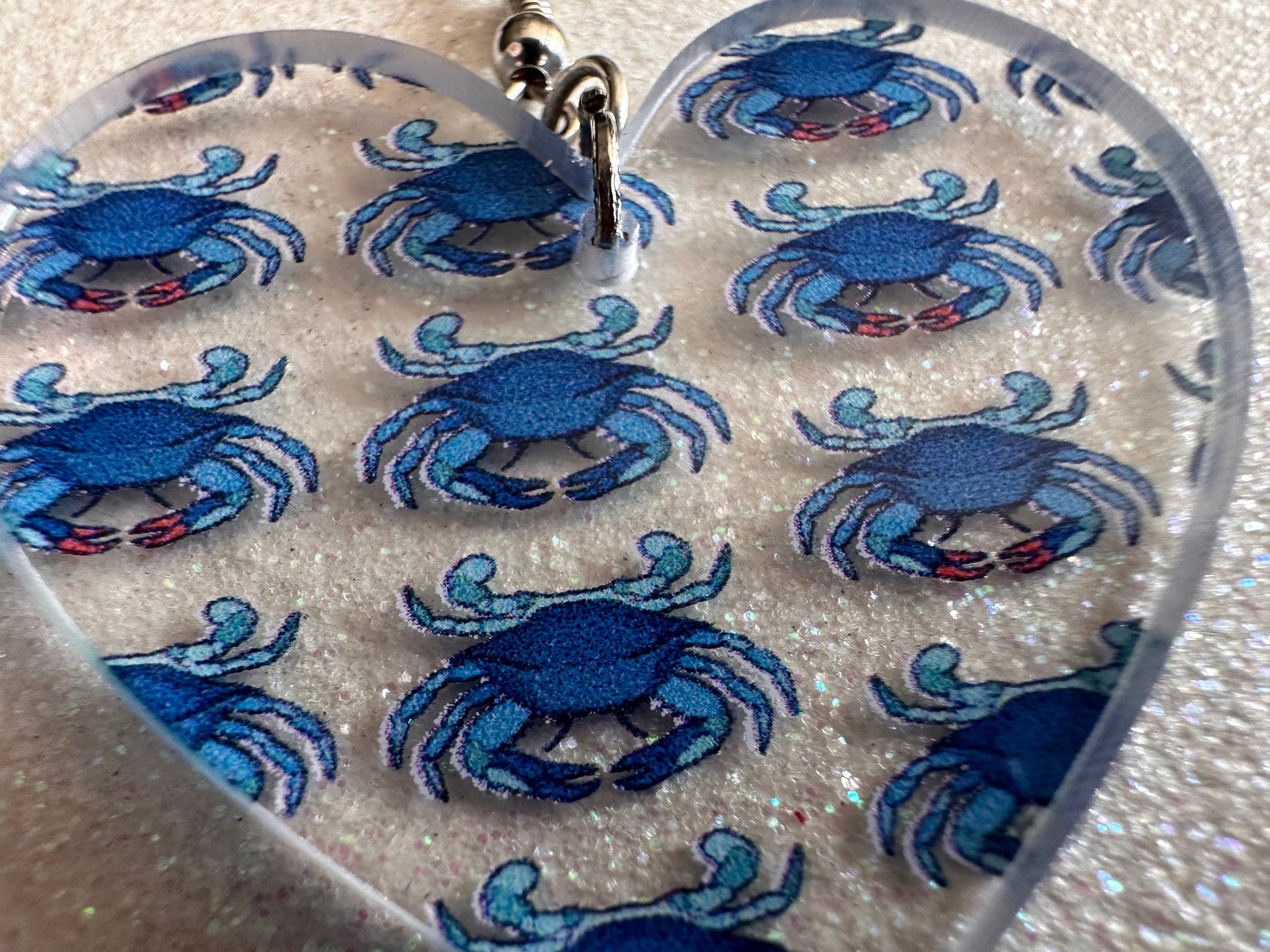 Blue Crab Earrings: Laser Cut Acrylic Crabs, Sea Animal, Ocean Creatures, Aquarium, Tank, Beach, Scuba Diving, Best Gifts for Her/Him/Them