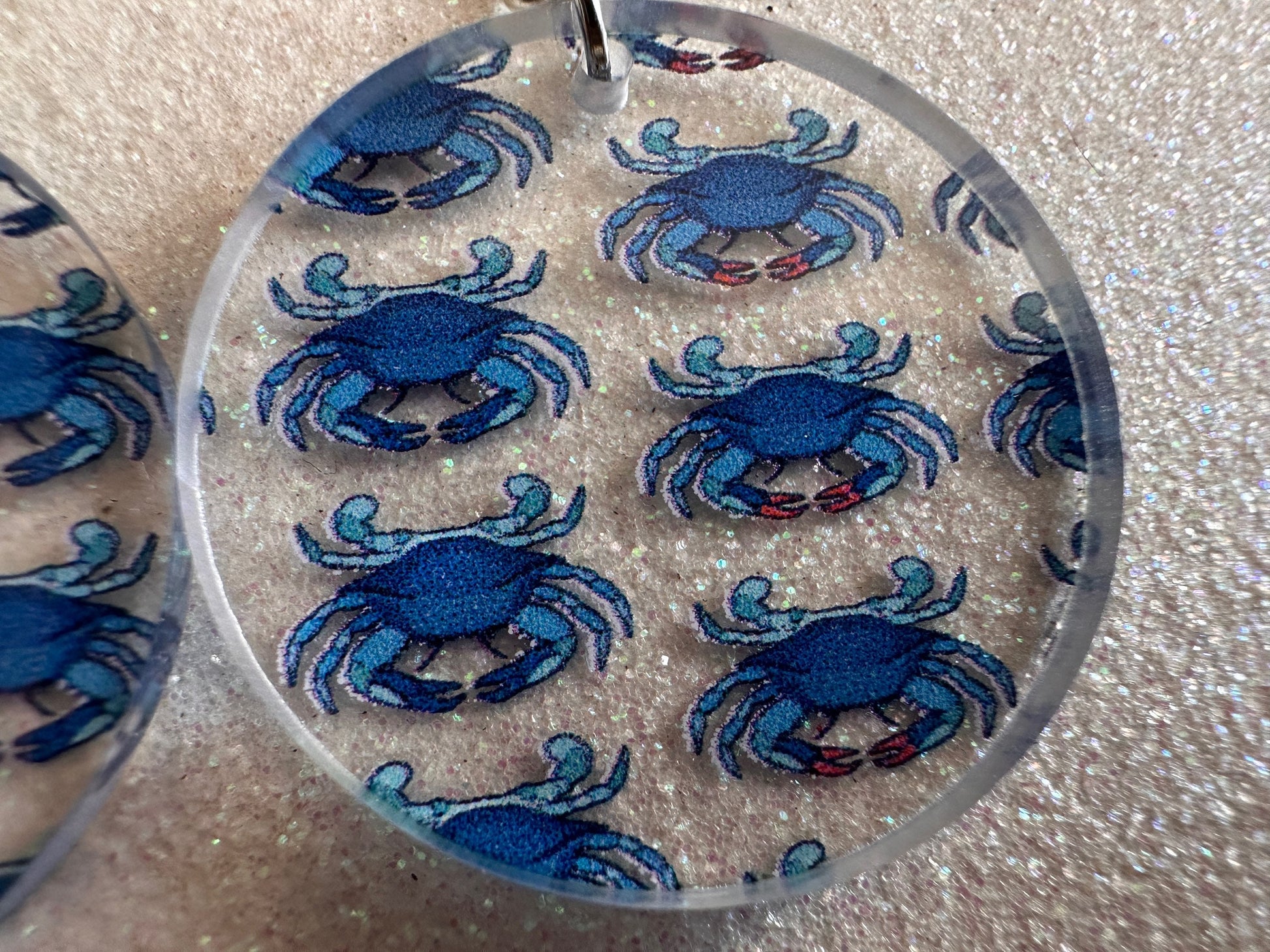 Blue Crab Earrings: Laser Cut Acrylic Crabs, Sea Animal, Ocean Creatures, Aquarium, Tank, Beach, Scuba Diving, Best Gifts for Her/Him/Them