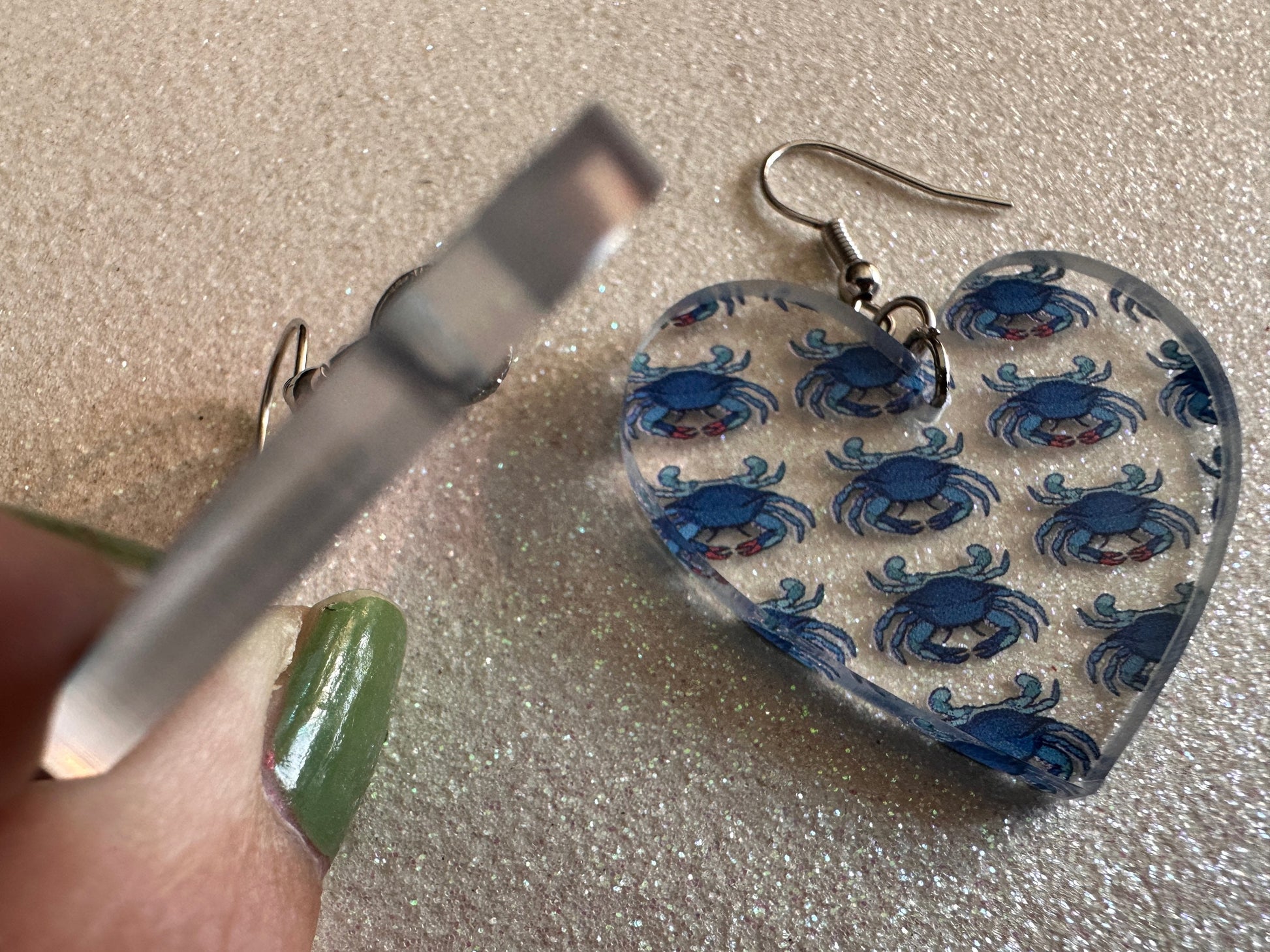 Blue Crab Earrings: Laser Cut Acrylic Crabs, Sea Animal, Ocean Creatures, Aquarium, Tank, Beach, Scuba Diving, Best Gifts for Her/Him/Them