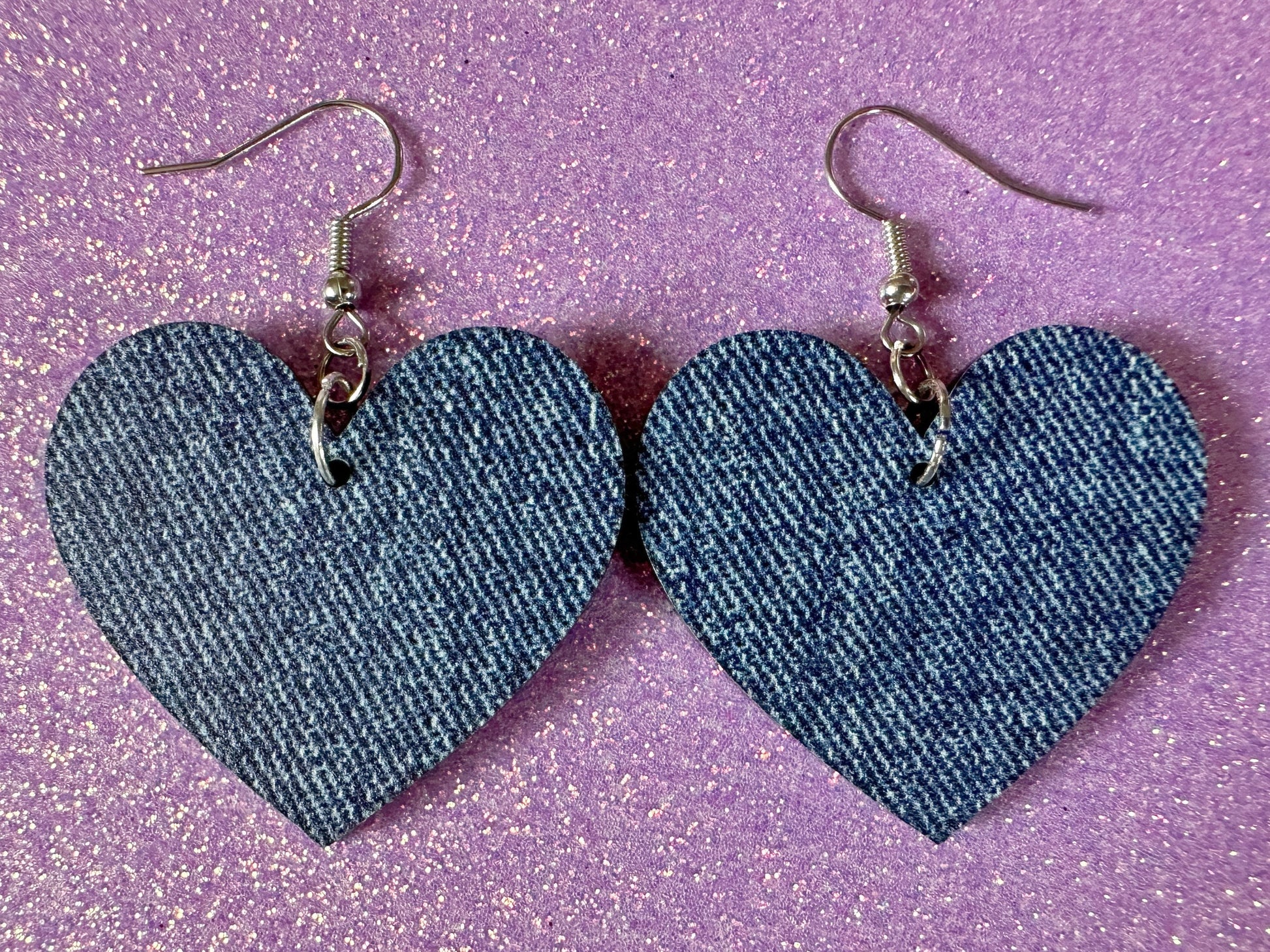 Blue Denim Earrings: Faux Jean Fabric, Laser Cut Acrylic Jeans, Fashion, Clothes, Pants, Novelty Earrings, Best Gifts for Her/Him/Them