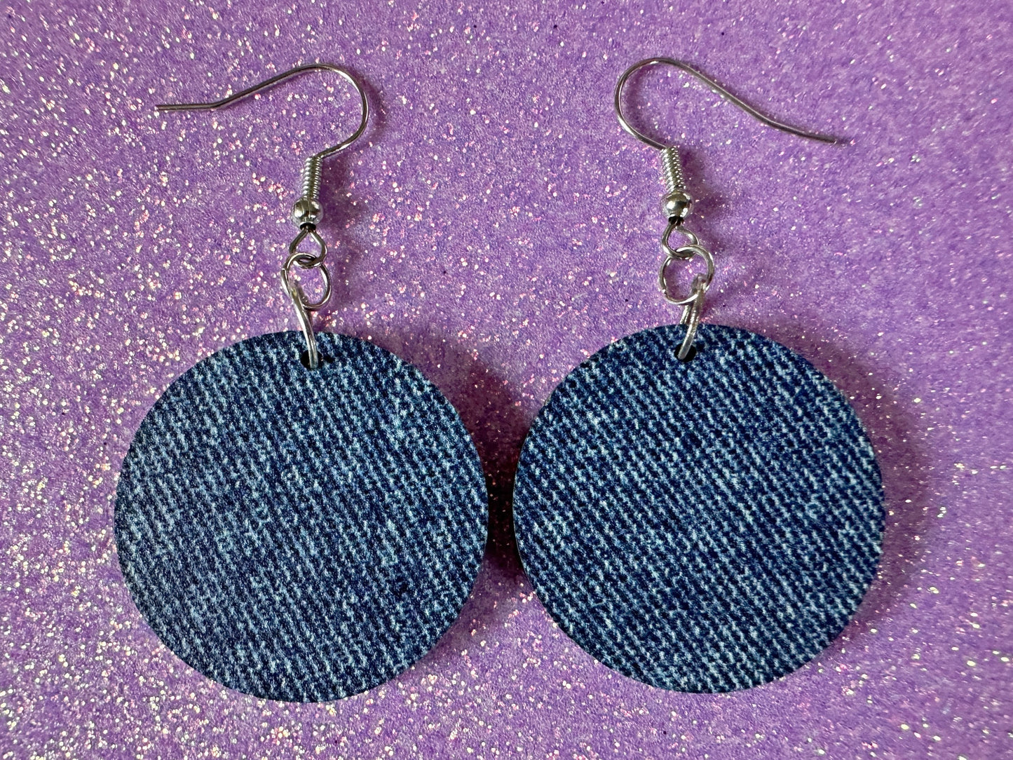 Blue Denim Earrings: Faux Jean Fabric, Laser Cut Acrylic Jeans, Fashion, Clothes, Pants, Novelty Earrings, Best Gifts for Her/Him/Them