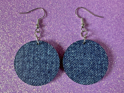 Blue Denim Earrings: Faux Jean Fabric, Laser Cut Acrylic Jeans, Fashion, Clothes, Pants, Novelty Earrings, Best Gifts for Her/Him/Them