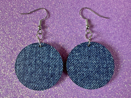 Blue Denim Earrings: Faux Jean Fabric, Laser Cut Acrylic Jeans, Fashion, Clothes, Pants, Novelty Earrings, Best Gifts for Her/Him/Them