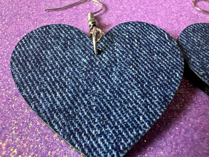 Blue Denim Earrings: Faux Jean Fabric, Laser Cut Acrylic Jeans, Fashion, Clothes, Pants, Novelty Earrings, Best Gifts for Her/Him/Them