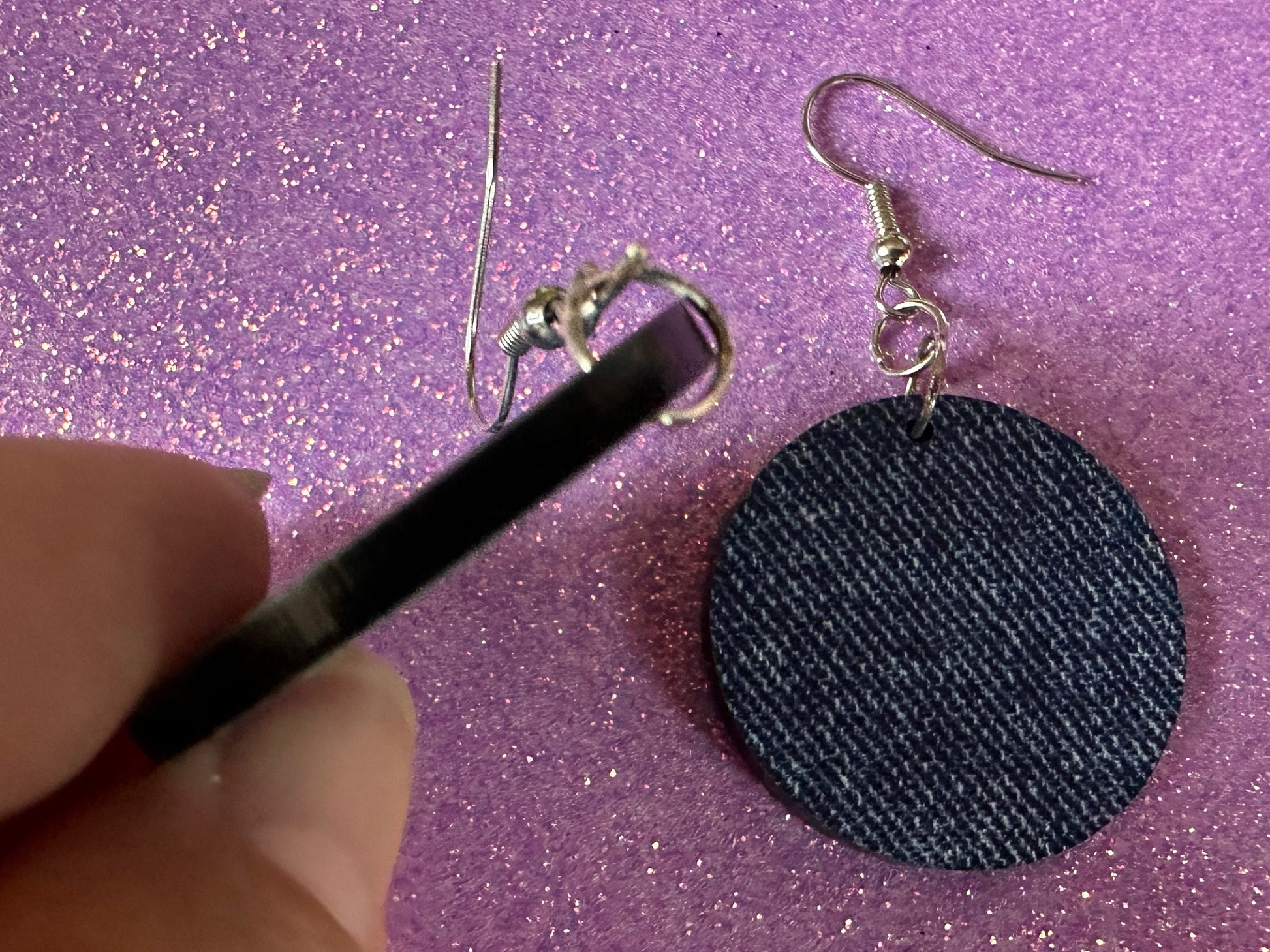 Blue Denim Earrings: Faux Jean Fabric, Laser Cut Acrylic Jeans, Fashion, Clothes, Pants, Novelty Earrings, Best Gifts for Her/Him/Them