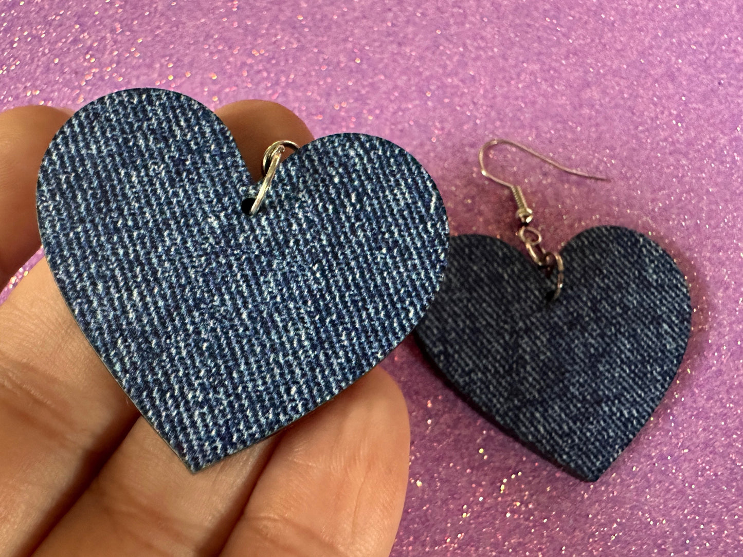 Blue Denim Earrings: Faux Jean Fabric, Laser Cut Acrylic Jeans, Fashion, Clothes, Pants, Novelty Earrings, Best Gifts for Her/Him/Them