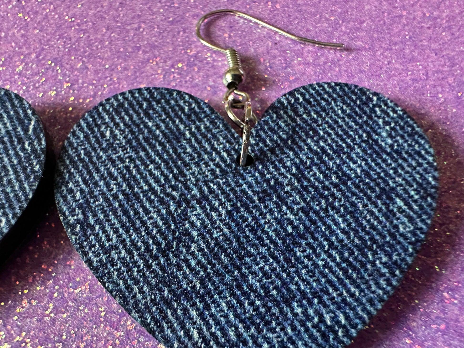 Blue Denim Earrings: Faux Jean Fabric, Laser Cut Acrylic Jeans, Fashion, Clothes, Pants, Novelty Earrings, Best Gifts for Her/Him/Them