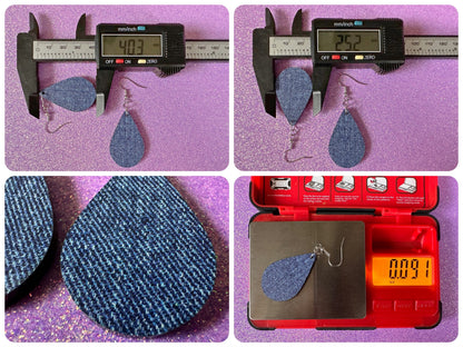 Blue Denim Earrings: Faux Jean Fabric, Laser Cut Acrylic Jeans, Fashion, Clothes, Pants, Novelty Earrings, Best Gifts for Her/Him/Them