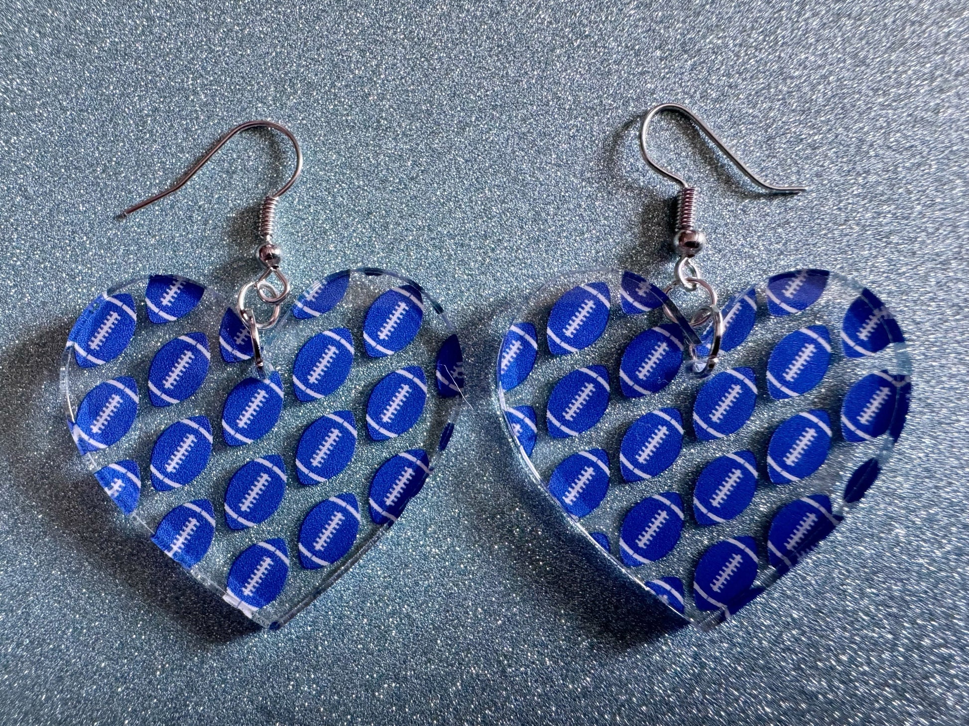 Blue Football Earrings: Laser Cut Acrylic Football Balls, American Football, Sports, NFL, Tailgate, Team, Sport, Best Gifts for Her/Him/Them