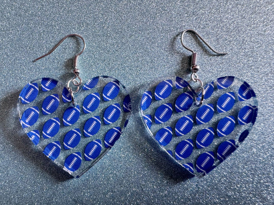 Blue Football Earrings: Laser Cut Acrylic Football Balls, American Football, Sports, NFL, Tailgate, Team, Sport, Best Gifts for Her/Him/Them