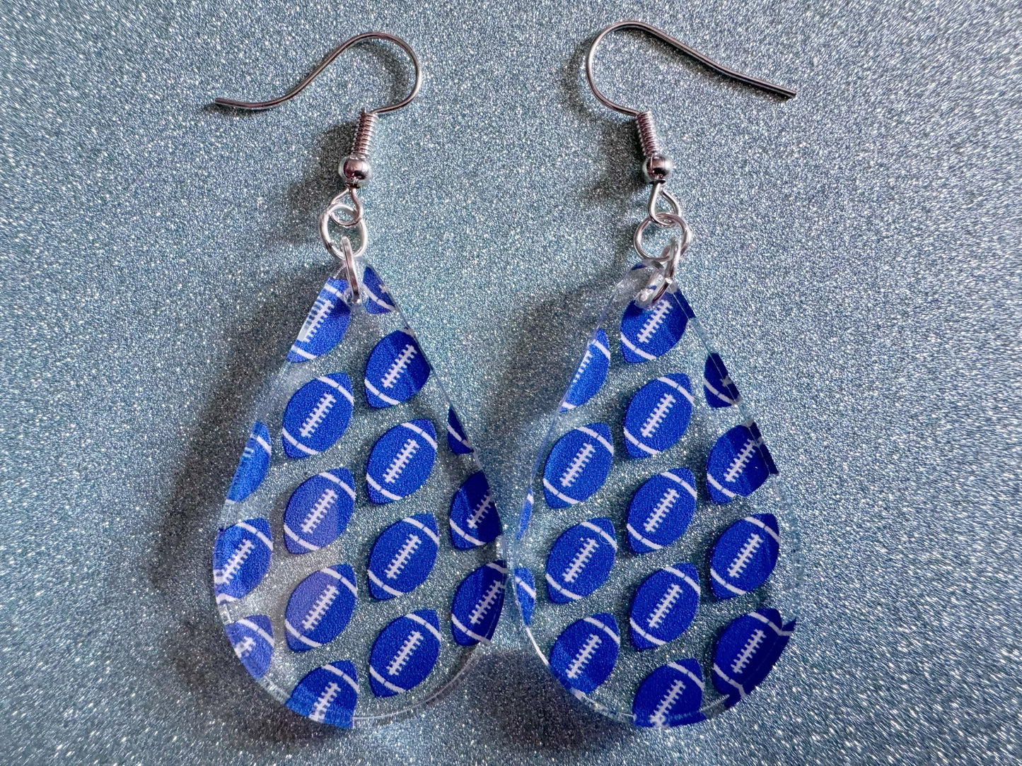 Blue Football Earrings: Laser Cut Acrylic Football Balls, American Football, Sports, NFL, Tailgate, Team, Sport, Best Gifts for Her/Him/Them