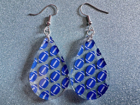 Blue Football Earrings: Laser Cut Acrylic Football Balls, American Football, Sports, NFL, Tailgate, Team, Sport, Best Gifts for Her/Him/Them