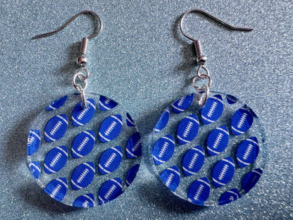 Blue Football Earrings: Laser Cut Acrylic Football Balls, American Football, Sports, NFL, Tailgate, Team, Sport, Best Gifts for Her/Him/Them