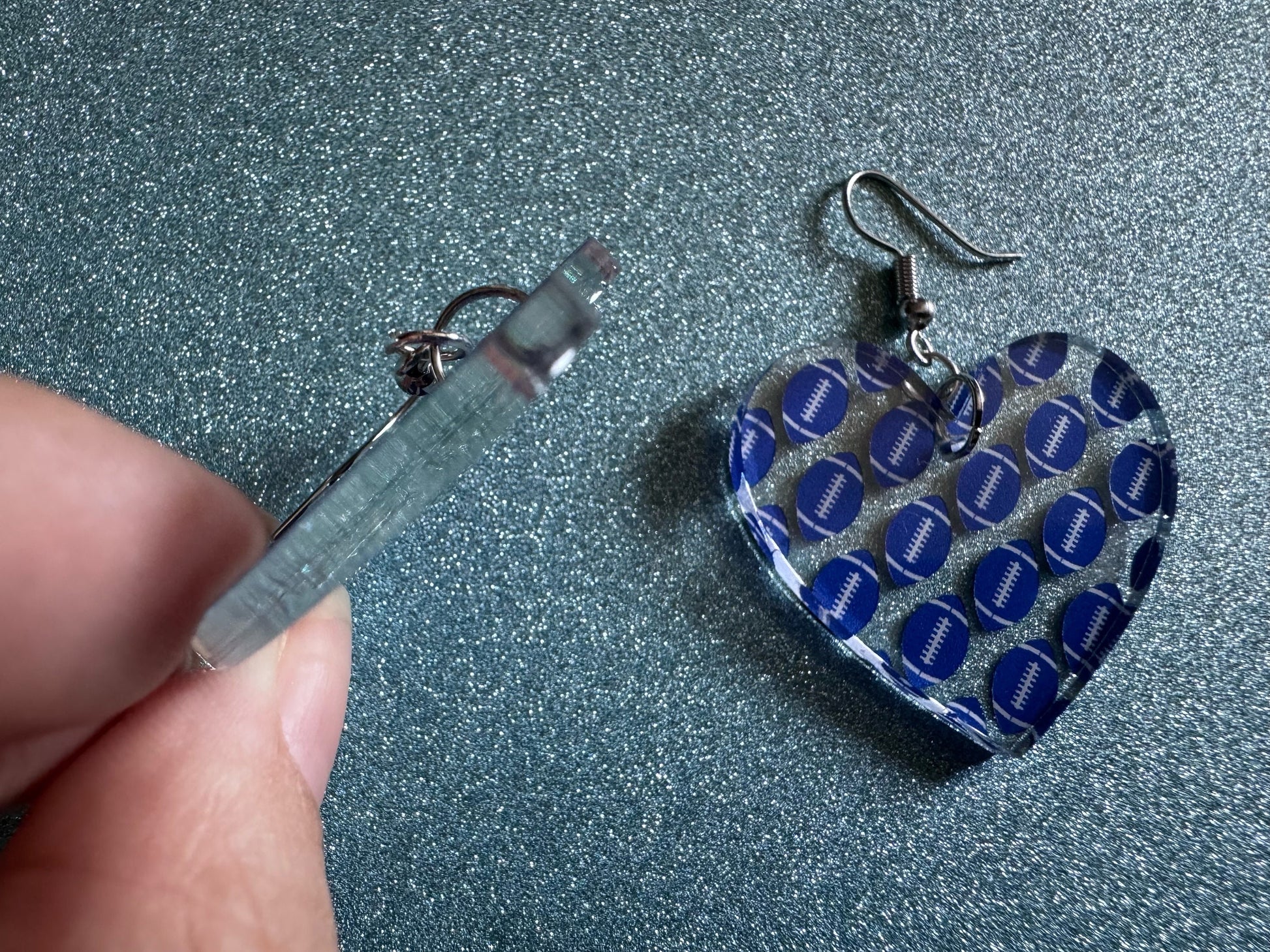 Blue Football Earrings: Laser Cut Acrylic Football Balls, American Football, Sports, NFL, Tailgate, Team, Sport, Best Gifts for Her/Him/Them