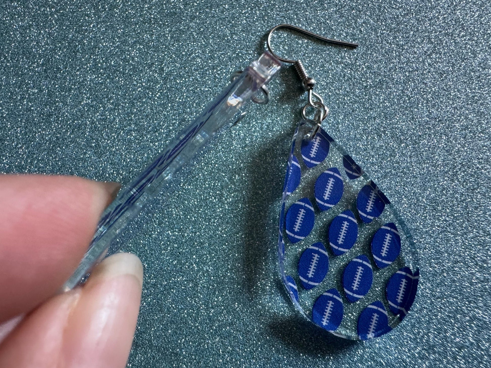 Blue Football Earrings: Laser Cut Acrylic Football Balls, American Football, Sports, NFL, Tailgate, Team, Sport, Best Gifts for Her/Him/Them