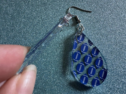 Blue Football Earrings: Laser Cut Acrylic Football Balls, American Football, Sports, NFL, Tailgate, Team, Sport, Best Gifts for Her/Him/Them