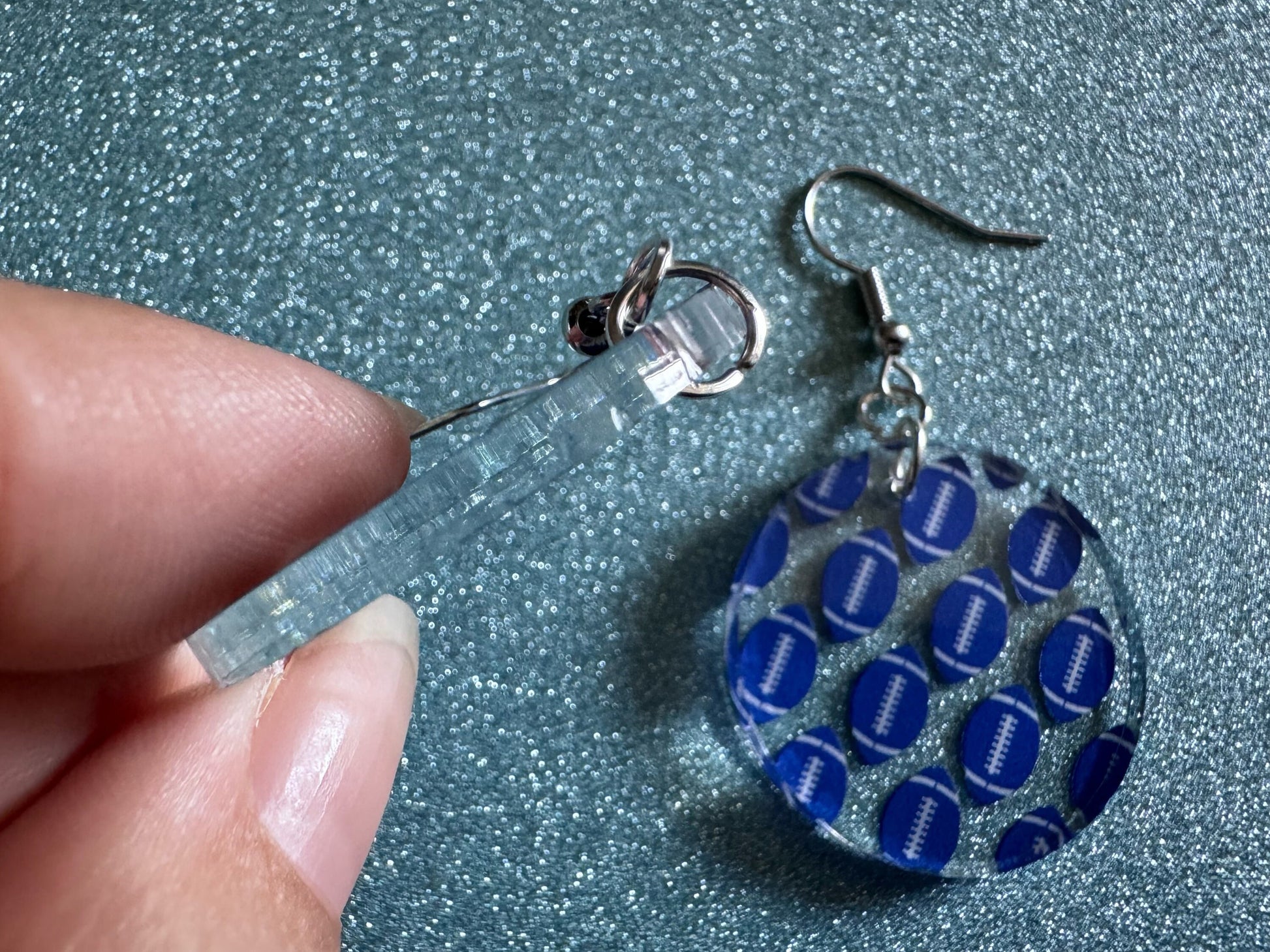 Blue Football Earrings: Laser Cut Acrylic Football Balls, American Football, Sports, NFL, Tailgate, Team, Sport, Best Gifts for Her/Him/Them