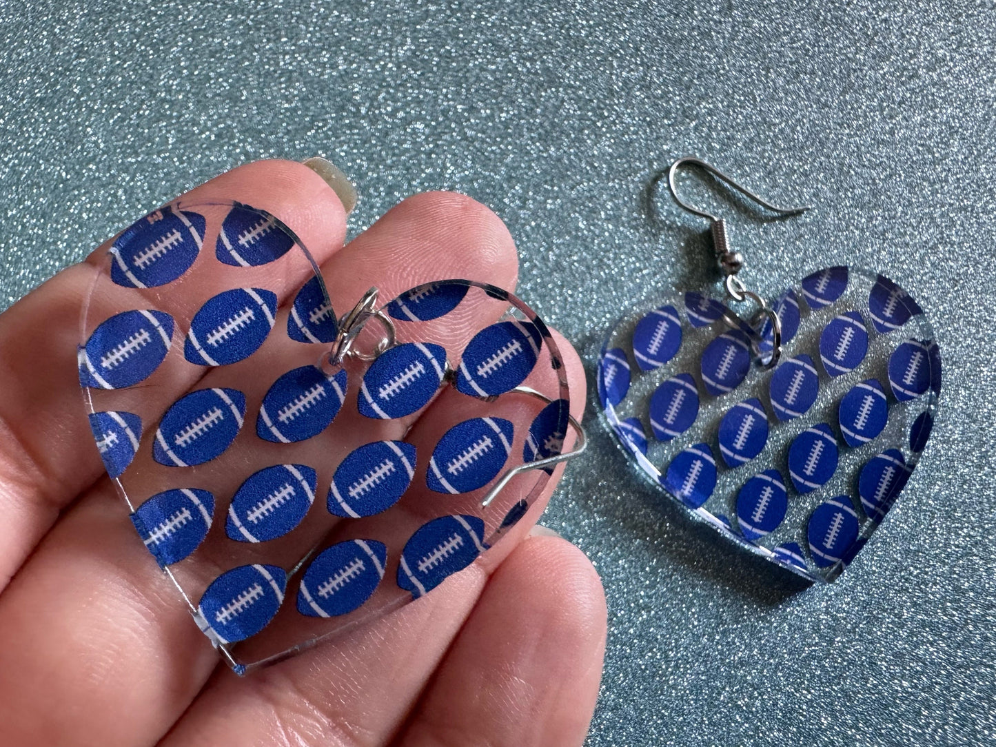 Blue Football Earrings: Laser Cut Acrylic Football Balls, American Football, Sports, NFL, Tailgate, Team, Sport, Best Gifts for Her/Him/Them