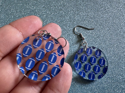 Blue Football Earrings: Laser Cut Acrylic Football Balls, American Football, Sports, NFL, Tailgate, Team, Sport, Best Gifts for Her/Him/Them