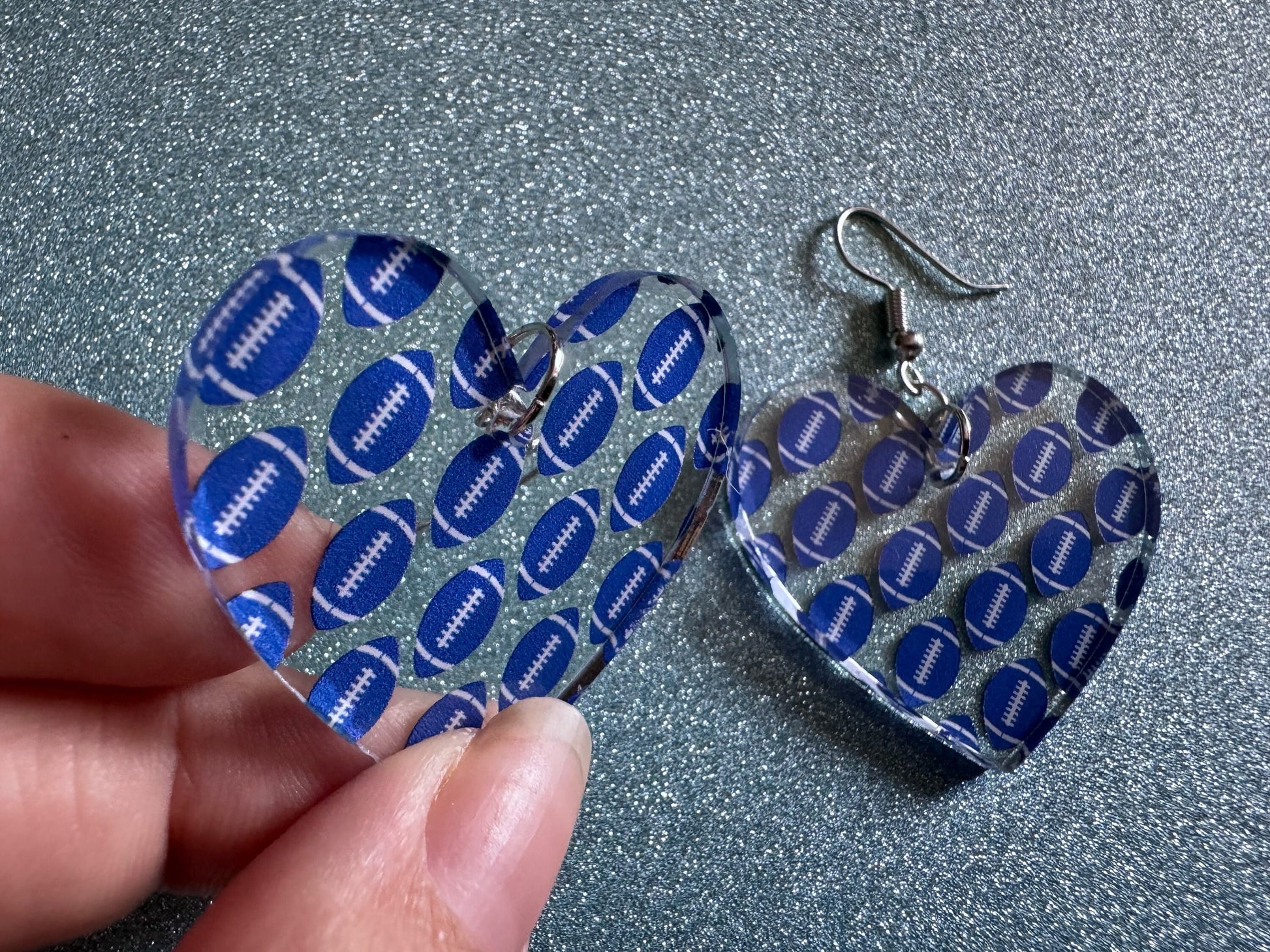 Blue Football Earrings: Laser Cut Acrylic Football Balls, American Football, Sports, NFL, Tailgate, Team, Sport, Best Gifts for Her/Him/Them