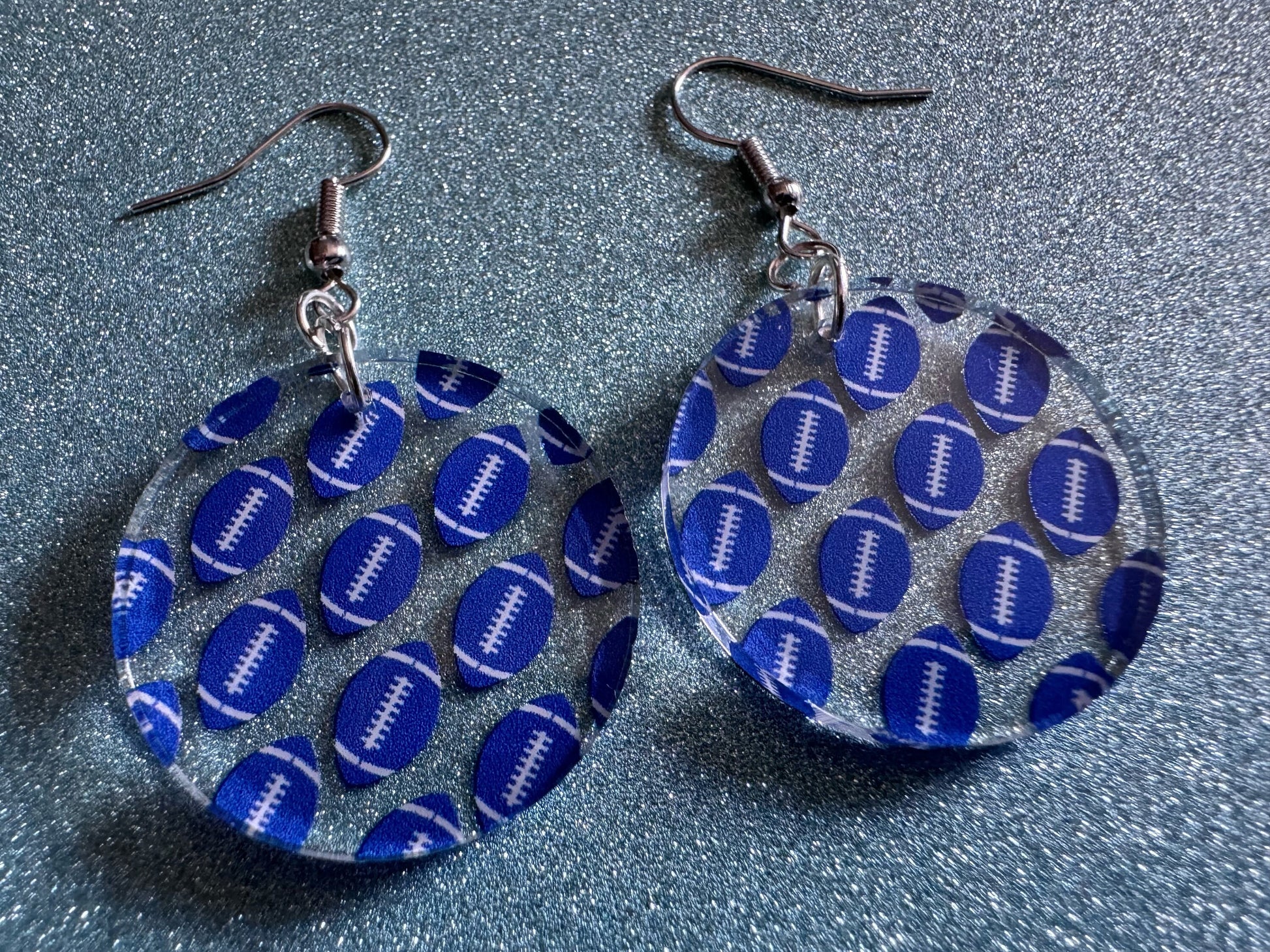 Blue Football Earrings: Laser Cut Acrylic Football Balls, American Football, Sports, NFL, Tailgate, Team, Sport, Best Gifts for Her/Him/Them
