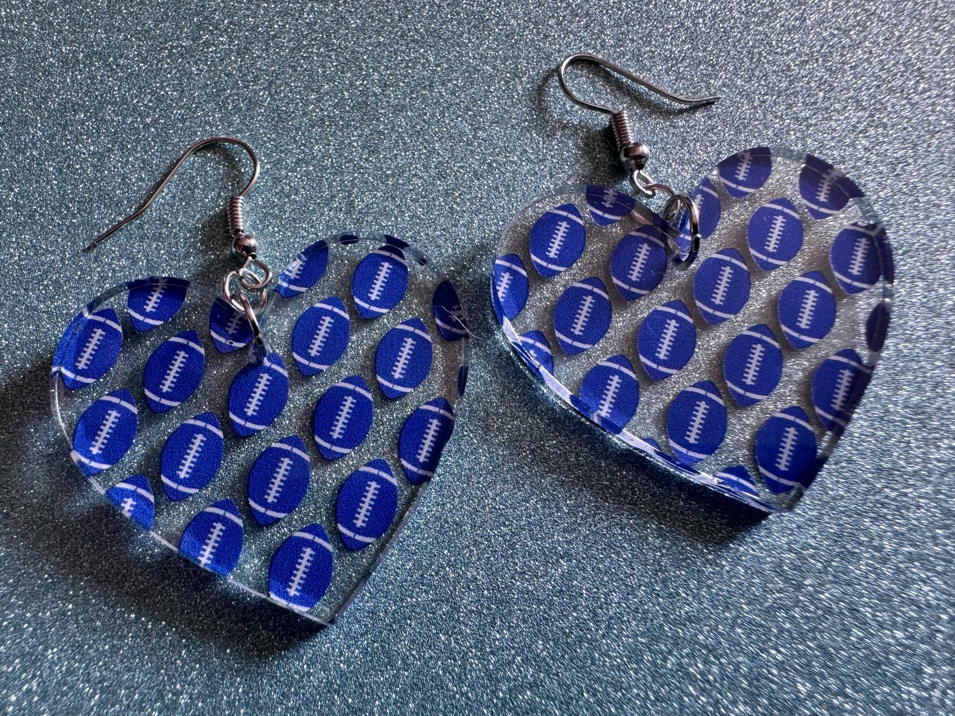 Blue Football Earrings: Laser Cut Acrylic Football Balls, American Football, Sports, NFL, Tailgate, Team, Sport, Best Gifts for Her/Him/Them