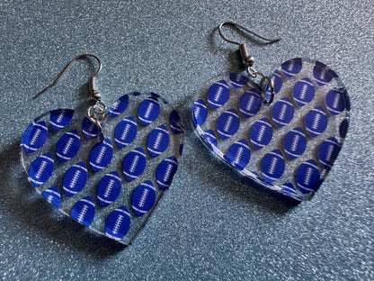 Blue Football Earrings: Laser Cut Acrylic Football Balls, American Football, Sports, NFL, Tailgate, Team, Sport, Best Gifts for Her/Him/Them