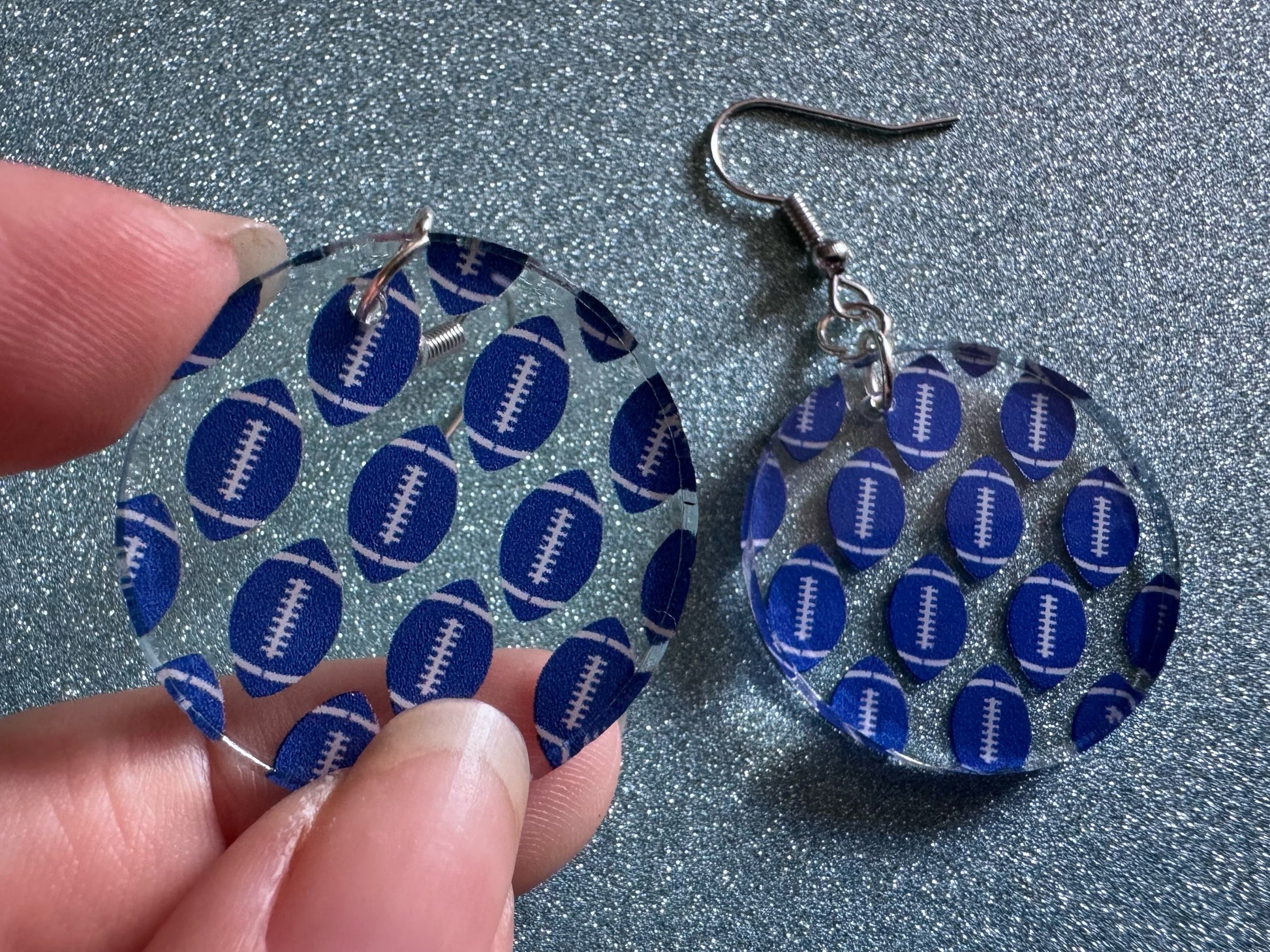 Blue Football Earrings: Laser Cut Acrylic Football Balls, American Football, Sports, NFL, Tailgate, Team, Sport, Best Gifts for Her/Him/Them